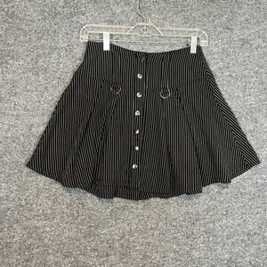 Hot Topic Skirt Womens Small Black Mini Striped Grunge Grommets Snaps Punk Goth